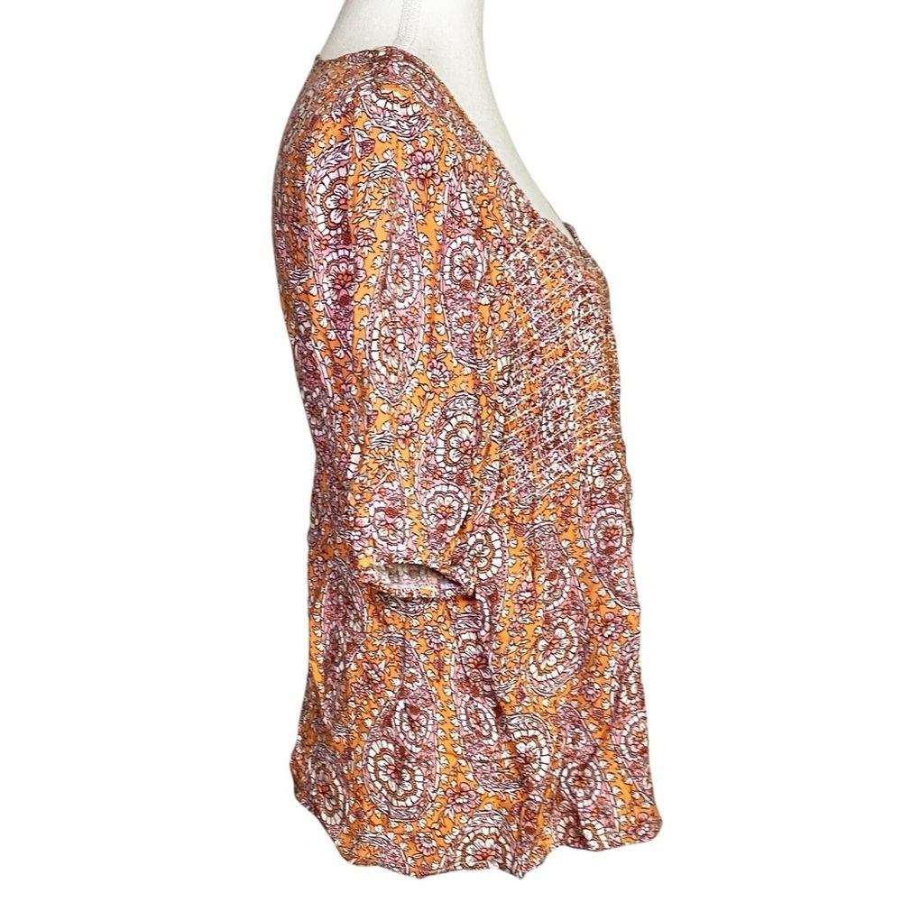 Mason & Belle Women's Paisley Print Top - Orange, Pink, and White - Picture 3 of 13
